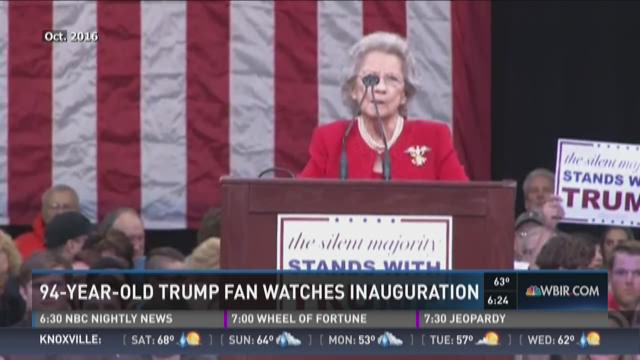 94 year old Trump fan watches inauguration